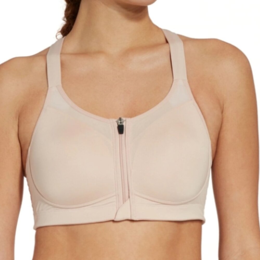 NWT CALIA by Carrie Underwood Strength Zip Front Sports Bra in cameo rose
